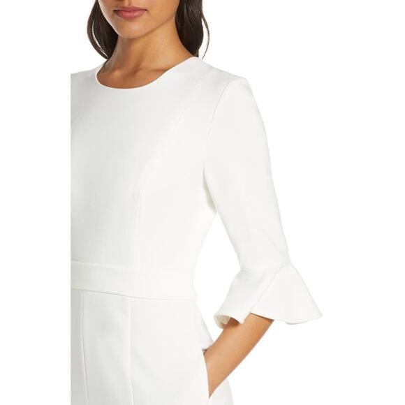 Black Halo NWOT Brooklyn Elbow Length Ruffle Sleeve Jumpsuit White Size 2 - Picture 8 of 8